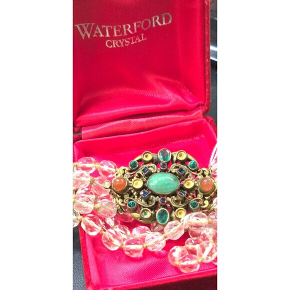 ANTIQUE Austro-Hungarian Crystal Bead Necklace Circa 1890 Ornate Filigree read - Picture 2 of 15